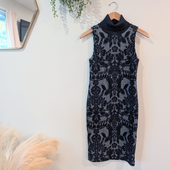 Maeve Jacquard Blue Turtle Neck Dress Sz 00 - Picture 2 of 7